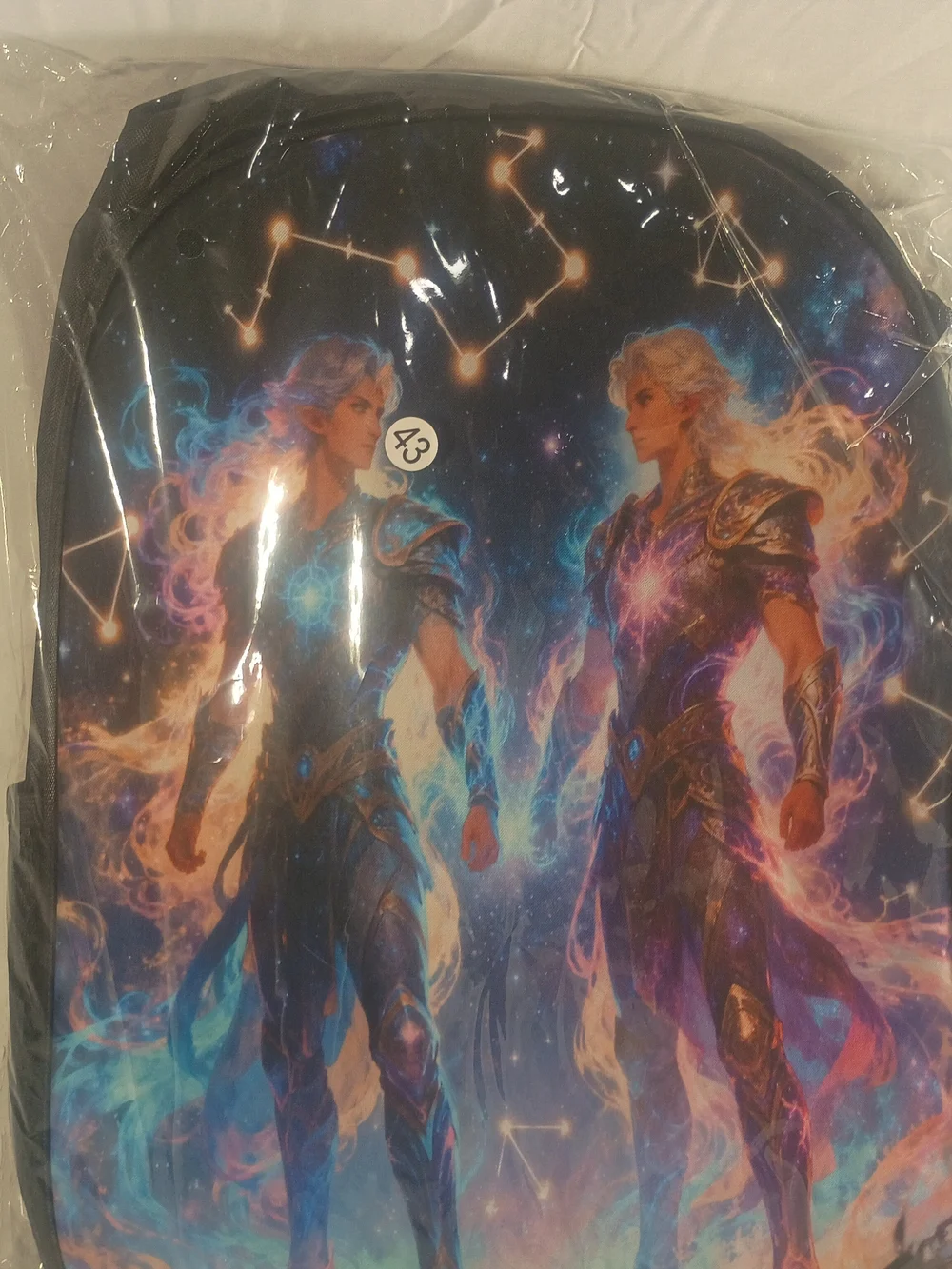 Cosmic Twin Warriors Backpack Set - Blue & Purple Galaxy Print